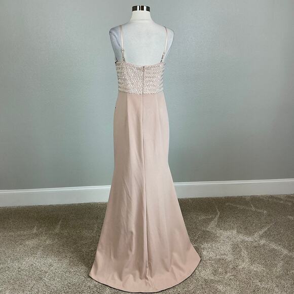 Vince Camuto Pink Sequined Evening Gown Size 10 Sleeveless V-Neck Formal Dress - Picture 6 of 11
